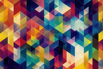Abstract Geometric Pattern Of Colorful Triangles And Hexagons