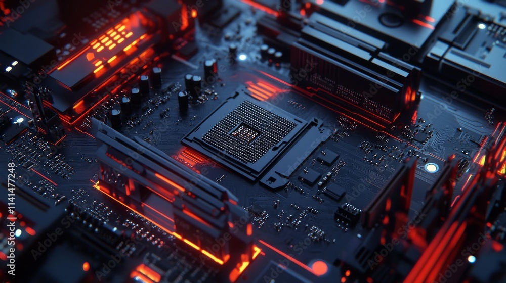 Poster central computer processors cpu concept. motherboard digital chip. technology science background. in