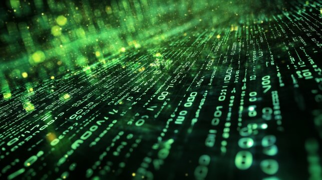 Sreaming data, binary data moving on a digital road - Digital Code road concept - 3d illustration
