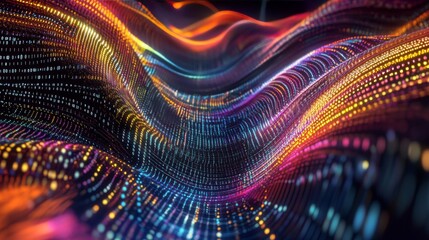 Digitization visualization. Binary code digital stream. Perspective vector graphic background