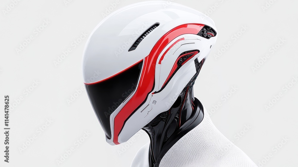 Poster Futuristic helmet design with sleek lines and advanced features.