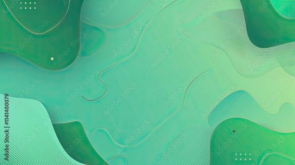 Poster abstract design featuring smooth curves and gradients in green and teal tones.