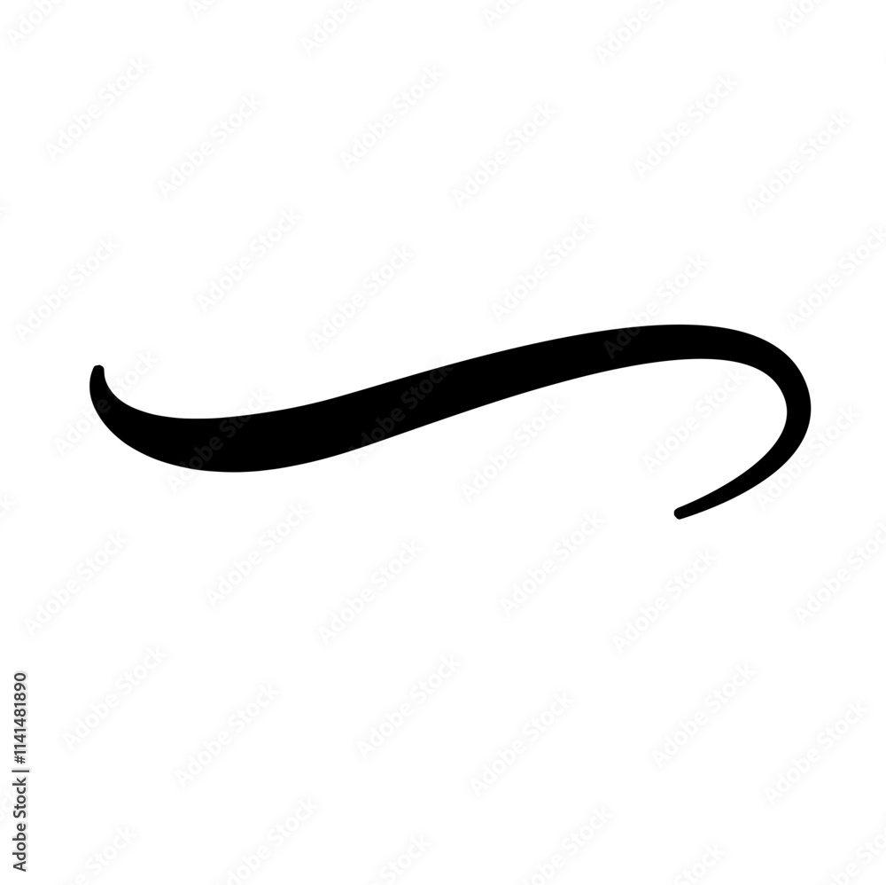 Fototapete swoosh underline, swish, swoop line vector. caligraphic swivel curved. element for typography. black