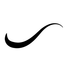 Swoosh underline, swish, swoop line vector. Caligraphic swivel curved. Element for typography. Black brush stroke. Isolated on white background. Retro style text tail