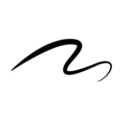 Swoosh underline, swish, swoop line vector. Caligraphic swivel curved. Element for typography. Black brush stroke. Isolated on white background. Retro style text tail