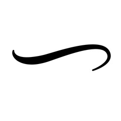 Swoosh underline, swish, swoop line vector. Caligraphic swivel curved. Element for typography. Black brush stroke. Isolated on white background. Retro style text tail