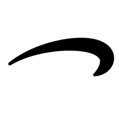 Swoosh underline, swish, swoop line vector. Caligraphic swivel curved. Element for typography. Black brush stroke. Isolated on white background. Retro style text tail