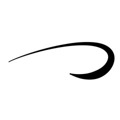 Swoosh underline, swish, swoop line vector. Caligraphic swivel curved. Element for typography. Black brush stroke. Isolated on white background. Retro style text tail