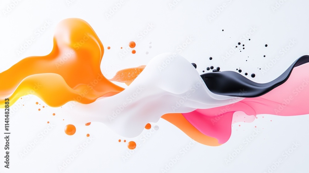 Poster abstract fluid shapes in vibrant colors creating a dynamic visual.