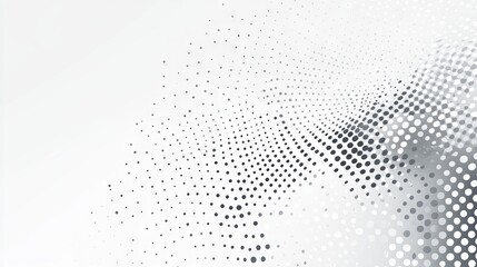 Halftone white and grey dotted abstract vector background for business concepts &ndash; minimalist gradient dot pattern on isolated white backdrop for modern design and digital graphics