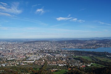 Naklejka premium Panorama of Zürich city from Uetliberg mountain - Switzerland