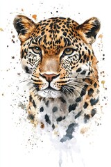 Fototapeta premium A striking leopard portrait featuring intricate details and vivid colors showcasing the beauty of wildlife in a serene environment. Generative AI