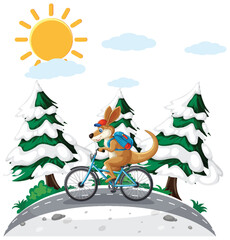 Kangaroo Cycling Through Snowy Forest © brgfx