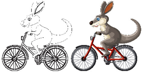 Kangaroo Riding a Bicycle Illustration © brgfx