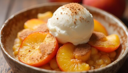 Delicious Peach Cobbler with Golden Crust and Cinnamon