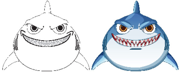 Obraz premium Smiling Cartoon Shark Illustration
