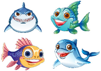 Colorful Cartoon Sea Creatures Collection
