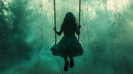 Girl on Swing: A Surreal Dreamlike Image