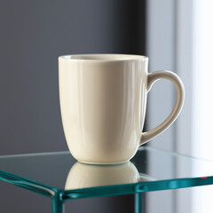 Ceramic coffee mug with minimalist design isolated on a transparent background, ideal for branding and product display in high-resolution.