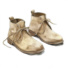 Stylish suede desert boots in casual style with watercolor effect