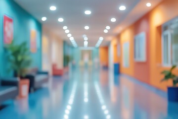 Fototapeta premium The blurred interior of the hospital corridor