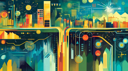 investment graphic advertising business background, Abstract Background Design images with business concept, Colorful Business Charts and Graphs Visualizing Data with various elements.