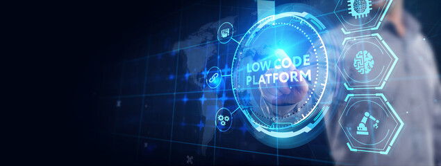 Low Code software development platform technology concept.