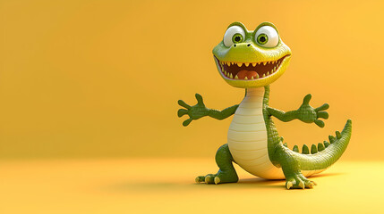 Fototapeta premium Friendly Cartoon Crocodile 3D Render