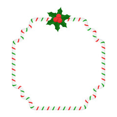 christmas frame with holly candy cane clipart illustration