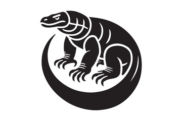 Simple and Clean Komodo Dragon Silhouette Design