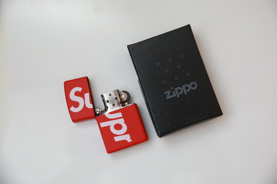 PERLIS, MALAYSIA - JANUARY 20, 2025: Not used Zippo brushed chrome lighter with windproof. Zippo lighters have gained popularity as windproof lighters.