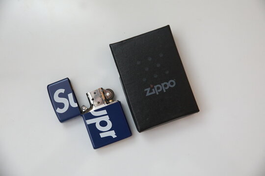 PERLIS, MALAYSIA - JANUARY 20, 2025: Not used Zippo brushed chrome lighter with windproof. Zippo lighters have gained popularity as windproof lighters.