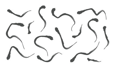 Multi colored squiggles with circles seamless pattern. Brush drawn bold curved lines, waves and swirls. Abstract geometric colorful background with organic bold lines. Childish doodles and scribbles.