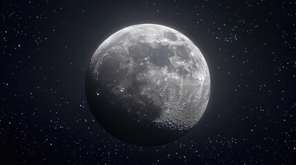 Stunning Close-Up View of the Moon Surrounded by Twinkling Stars at Night