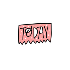 The word today is in a pink square on a white background