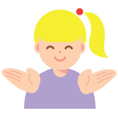 両手を広げる笑顔の女性のイラスト
