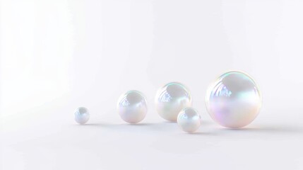 Minimalist iridescent liquid shapes with spheres close-up aesthetics