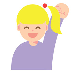 拳を上げる笑顔の女性のアイコン