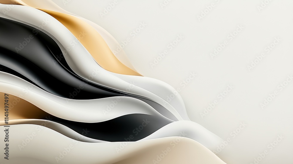 Poster abstract waves in neutral tones create a soothing visual effect.