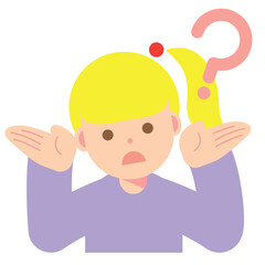 考える、疑問に思う、わからない女性のイラスト