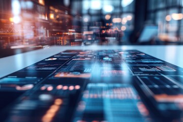 Futuristic Data Visualization on Digital Interface Display