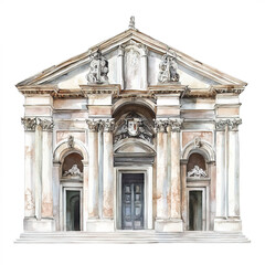 Obraz premium Renaissance palace with columns, historical architecture, elegant design