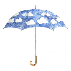 whimsical umbrella with cloud patterns and blue sky design