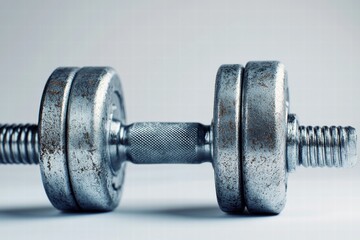 Naklejka premium Rusty Dumbbell on Blue Background for Fitness and Workout Concepts