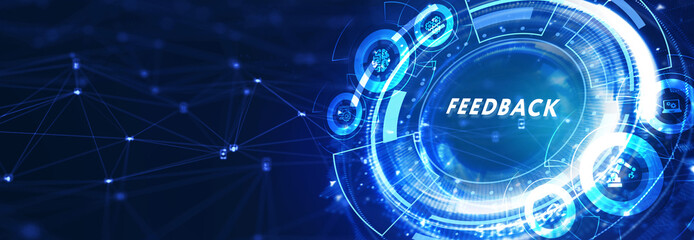 Feedback concept, user comment rating of company online, writing review diagram, reputation management. 3d illustration