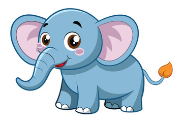Obraz premium A joyful cartoon elephant stands with a smile, showcasing its charming features in a vibrant setting, Elephant cartoon vector illustration Cute Cartoon elephant