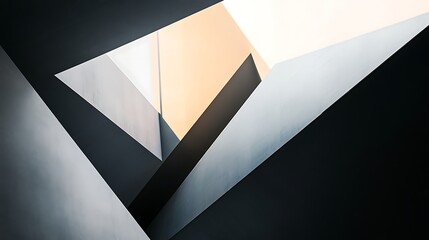 Abstract geometric shapes, light and shadow interplay.