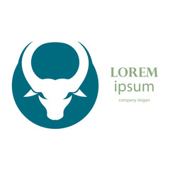 aggressive horned bull head logo design
