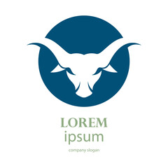 aggressive horned bull head logo design