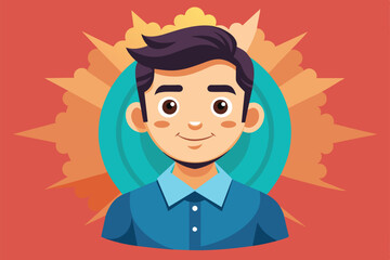 A cheerful cartoon character representing employee of the month in a colorful background, Employee of the month Customizable Cartoon Illustration